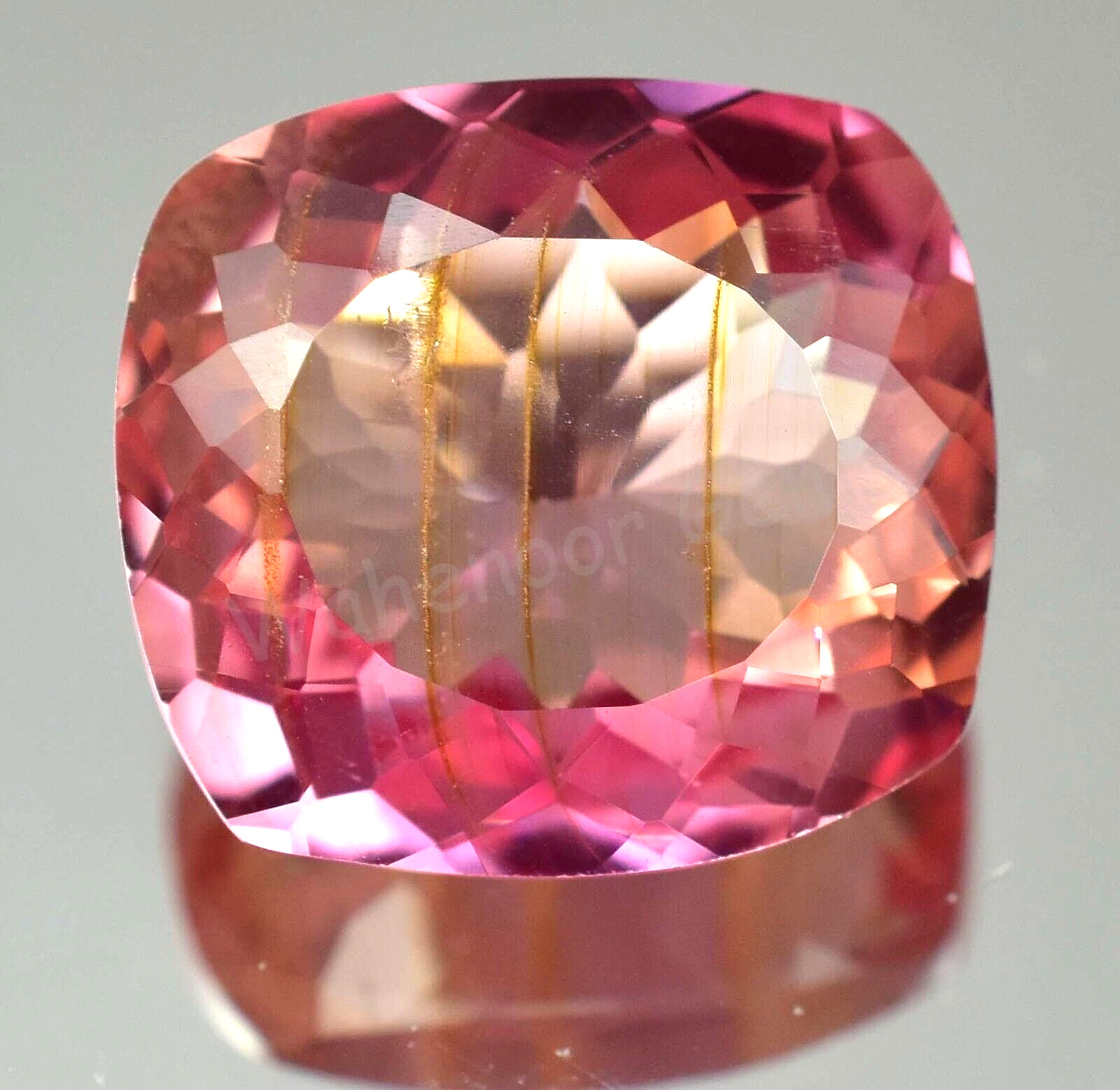 Natural imperial Topaz 21.25 Ct Cushion Stunning FLAWLESS AGL Certified Gemstone
