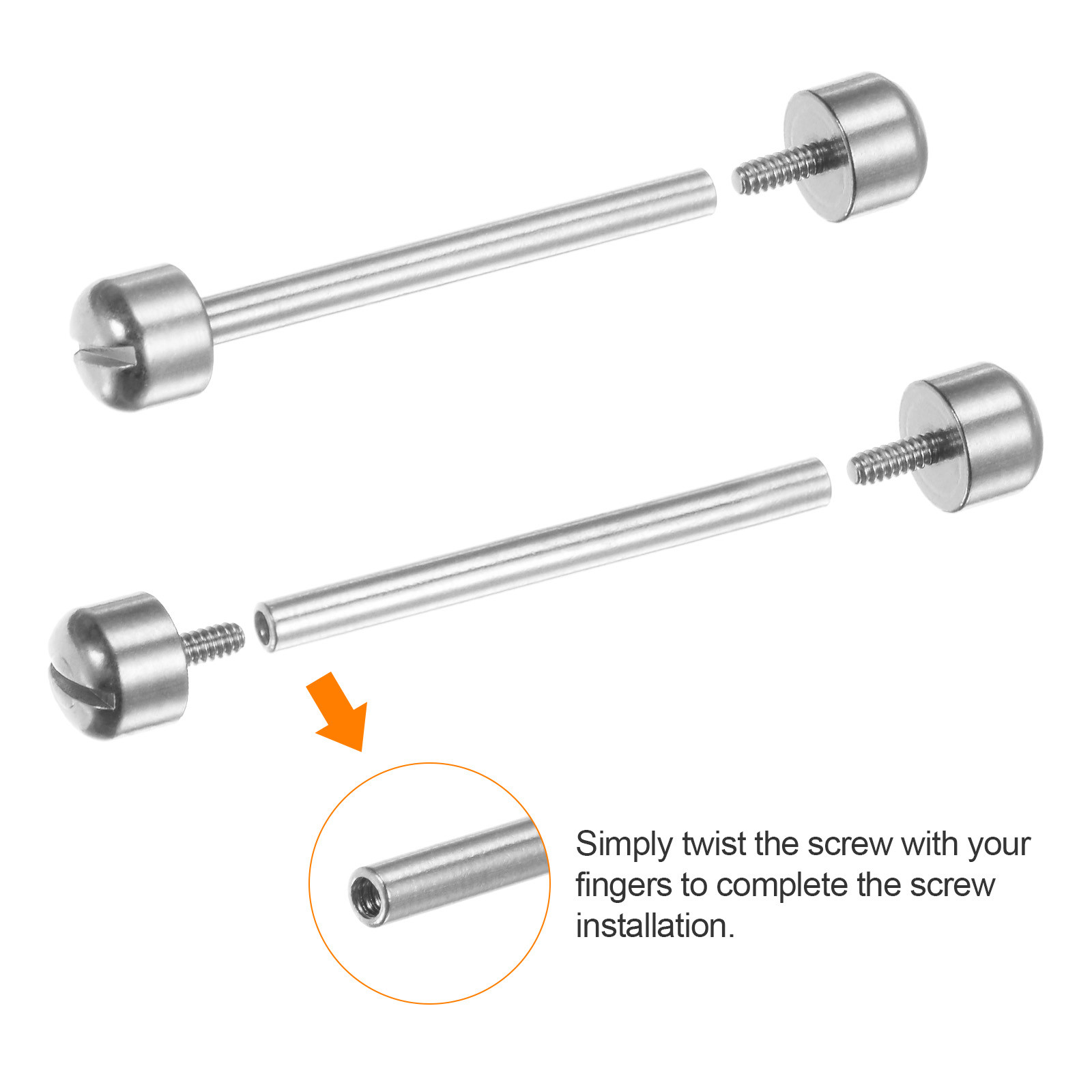 2pcs Watch Screw Tube Rod 22mm Stainless Steel Watch Strap Pins Silver