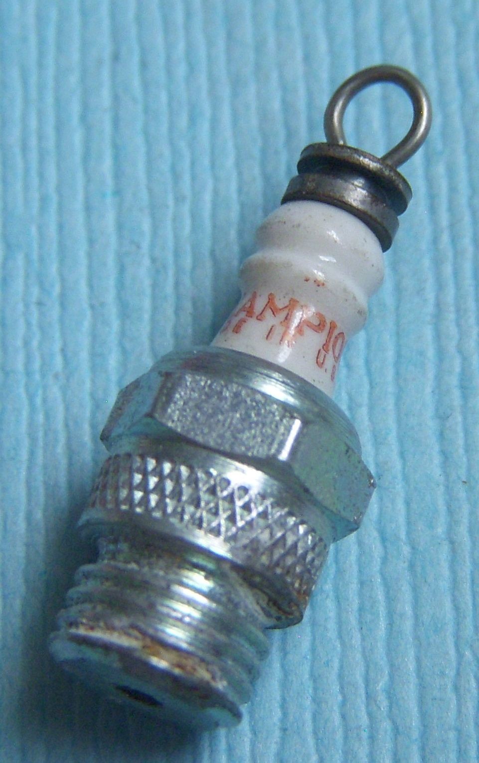 Vintage Champion spark plug silver tone charm