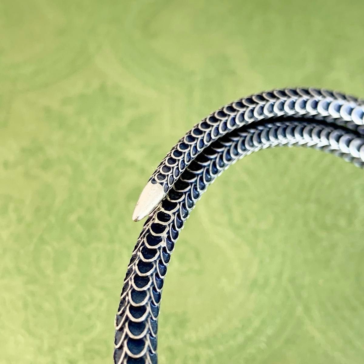 GUCCI Silver Snake Design Bangle Bracelet 5.9in No Box Used Men’s Japan