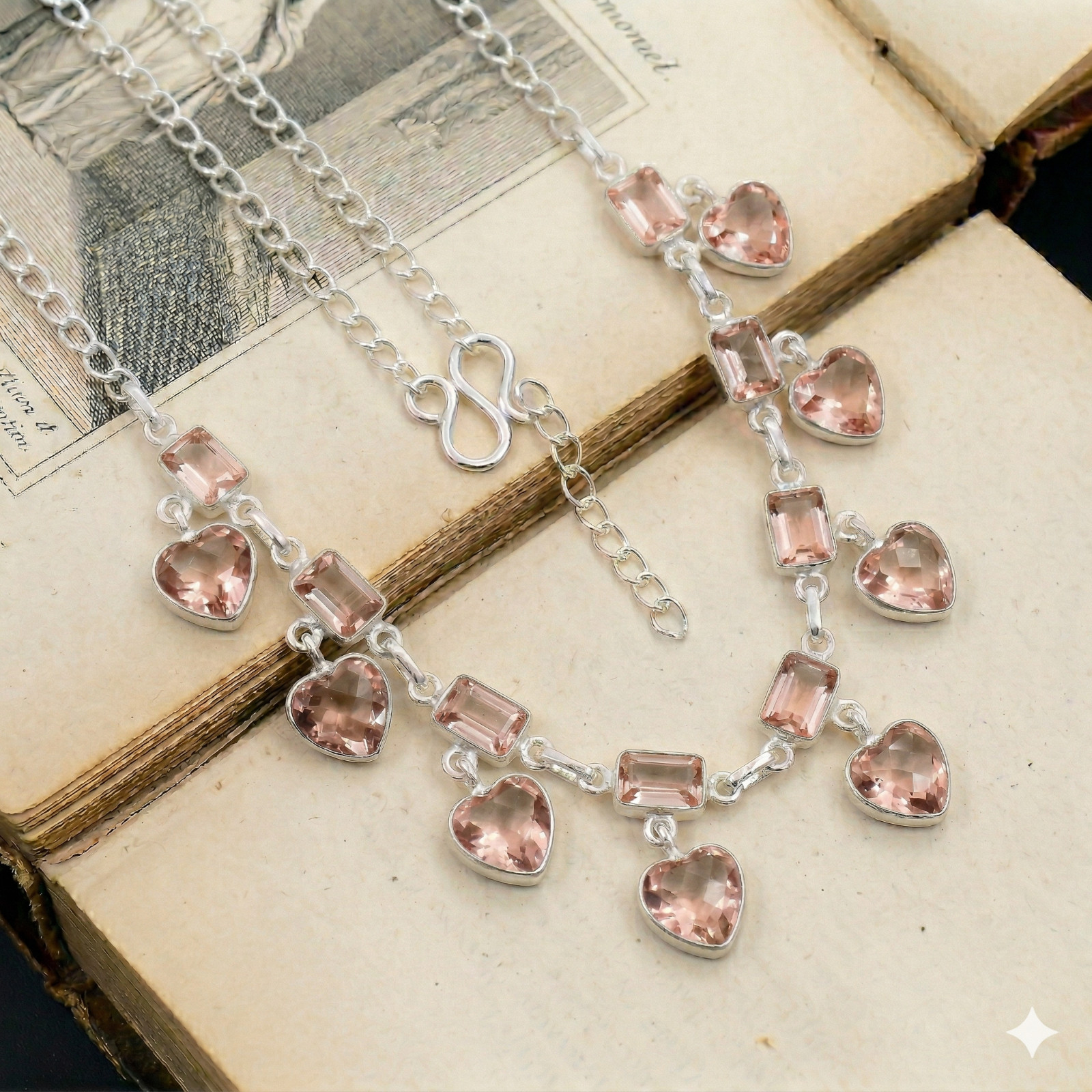 Peach Morganite Gemstone 925 Sterling Silver Bohemian-Style Jewelry Necklace