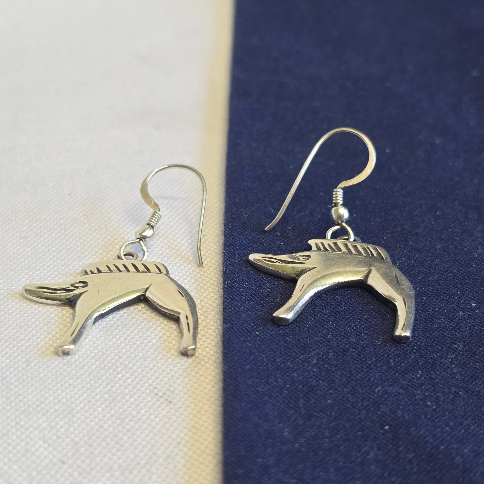 Sterling Silver Earrings 7.36g Fine Jewelry Celtic Boar Hook Back Dangles