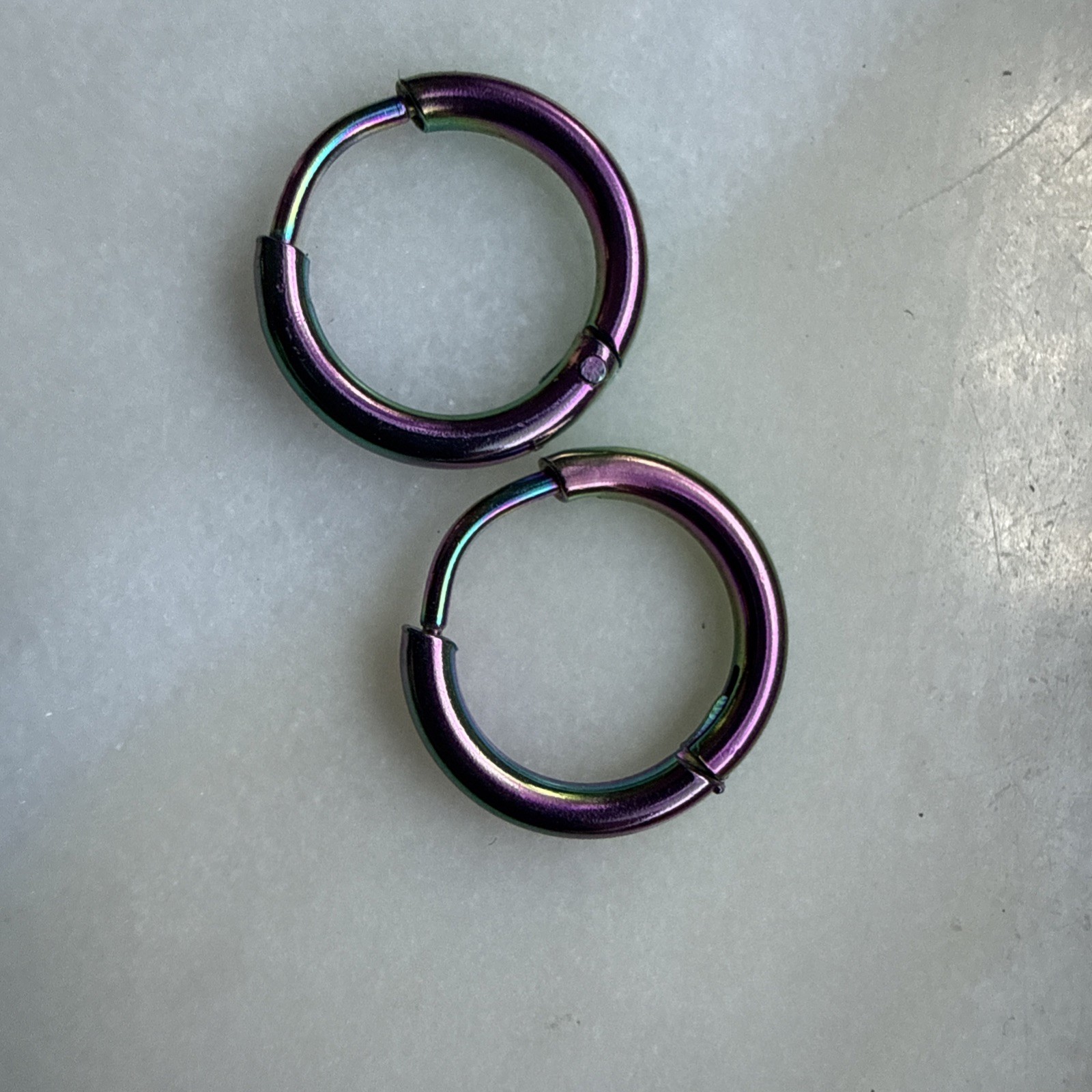 Rainbow Ion Hoops Hoop Earrings 12mm Stainless Steel 304 Grade Pierced Round