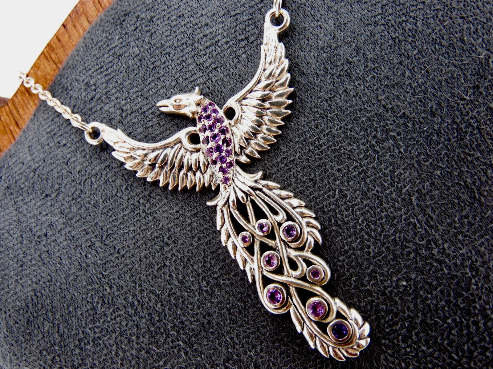 Peter Stone Sterling Phoenix Necklace Pendant “Honor Thy Flying Phoenix” 925