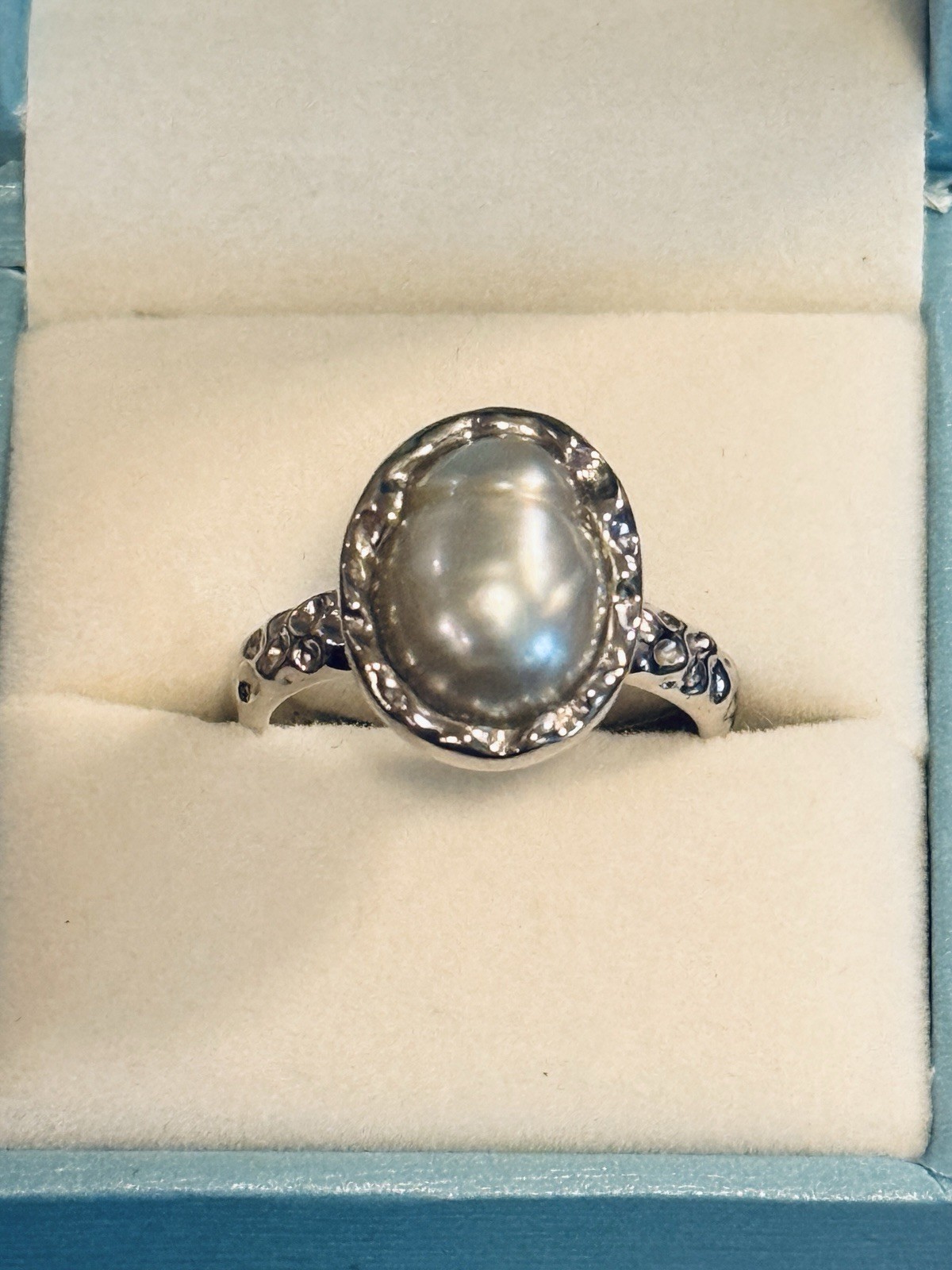OOAK 12.2mm Tahitian Baroque Pearl Ring Adjustable 925 Sterling Silver Handmade