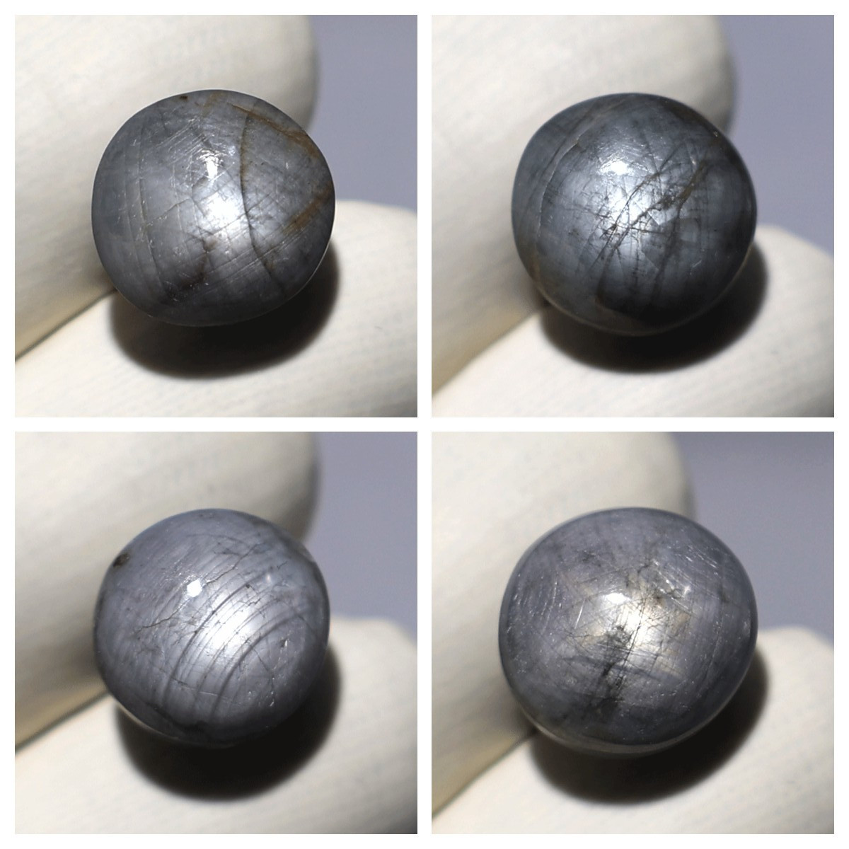 Celestial Spark~ 4 PC Natural White Star Sapphire 10.6mm-12mm Rare Cabochons Lot