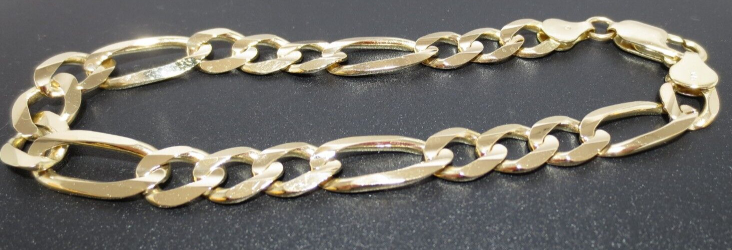 STUNNING 14K YG 3+1 FIGARO LINK BRACELET 8.75″ LONG 8.45 MM WIDE 17.26g(G128056)