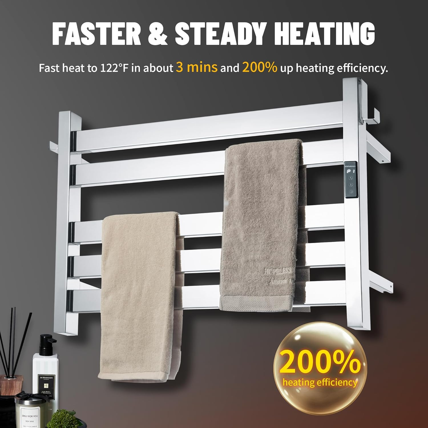 5-Bar Wall-Mounted Towel Warmer with Timer & Waterproof Electric Heater