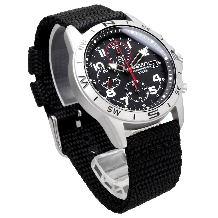 SEIKO Chronograph SND399P Black Dial Stailess Steel Quartz Men’s Watch JAPAN NEW