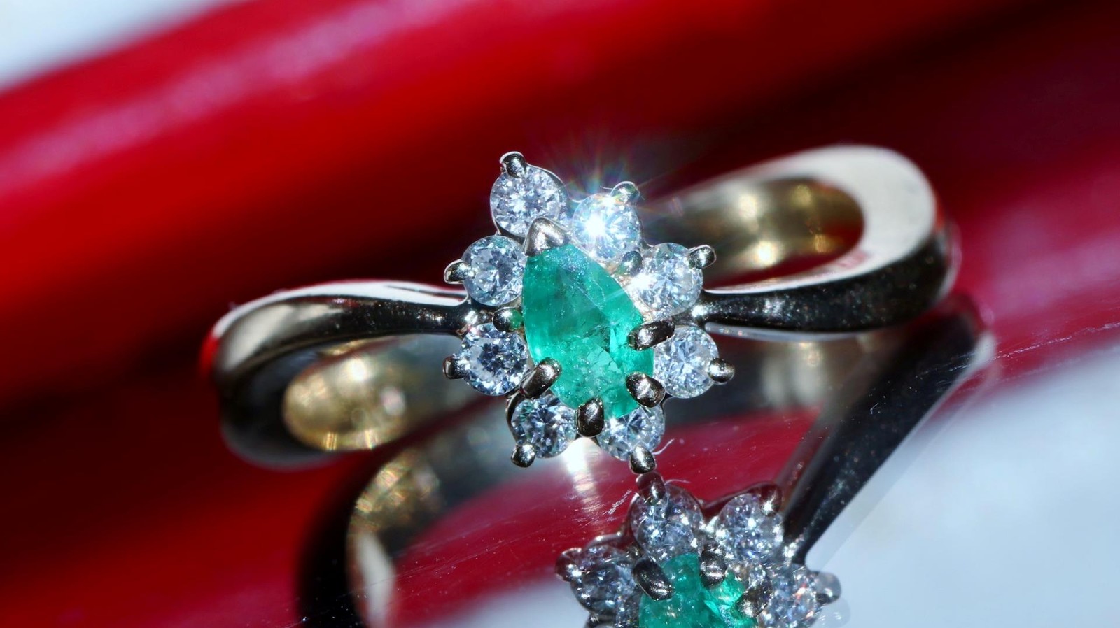 14k yellow gold 0.27ct natural diamond sz 4.5 ring emerald vintage treated 2.99g