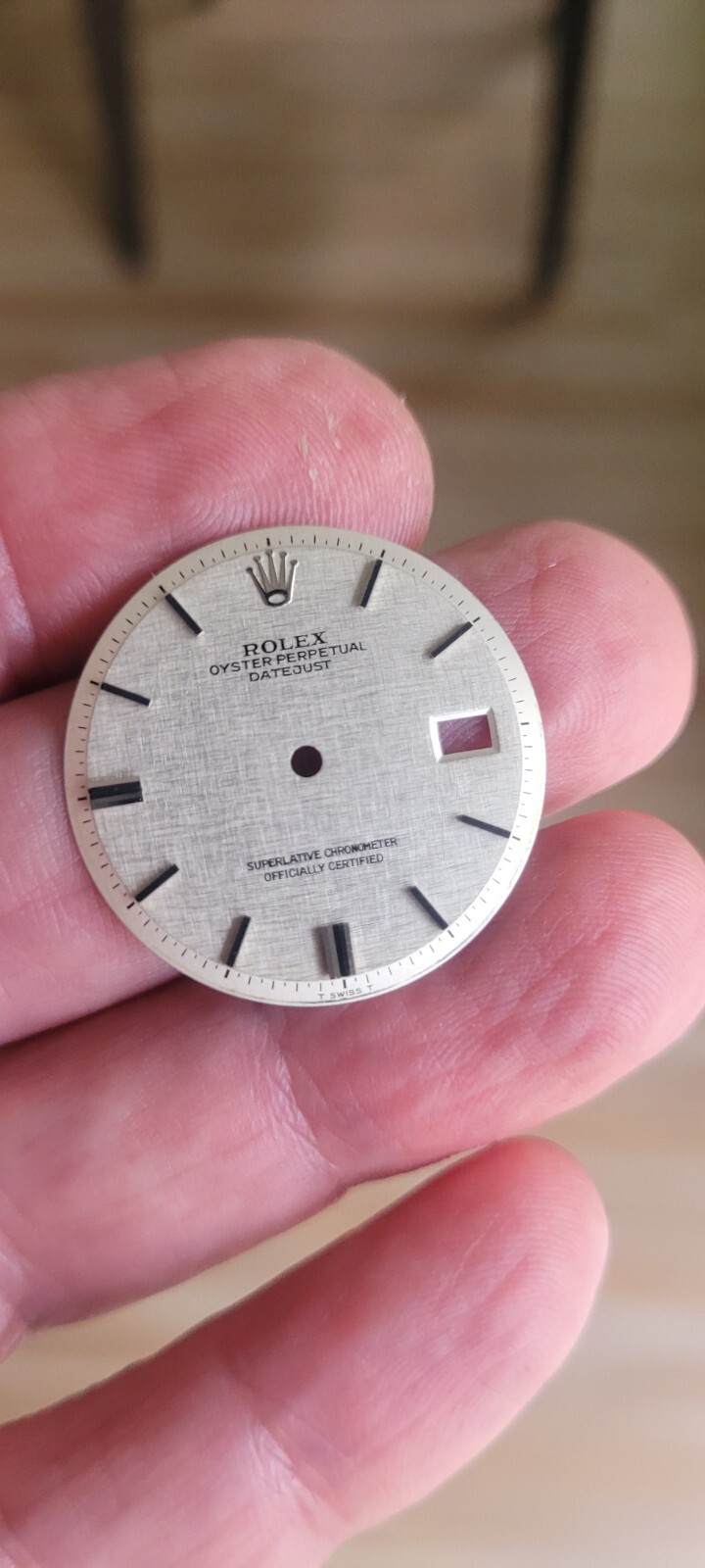Rolex 100% genuine 36mm non quick set 1601 dial, linen black lacquer top marker