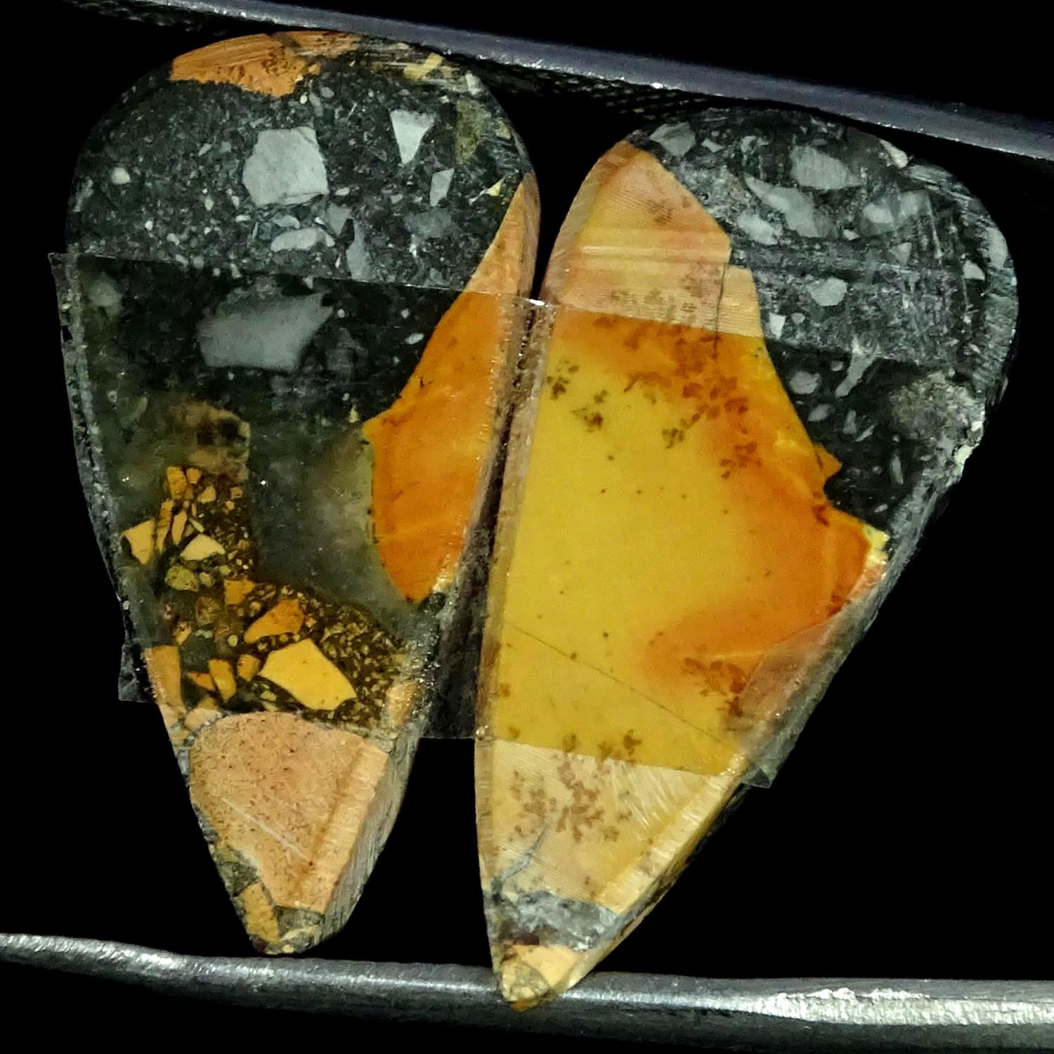 23.10Cts. Natural Maligano Jasper Pair Pear Cabochon Gemstone 12X25X3MM