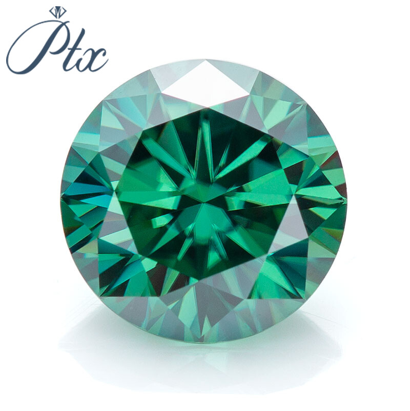 Green Color Round Cut Loose Moissanite Excellent Hand Cutting Gems GRA Certified