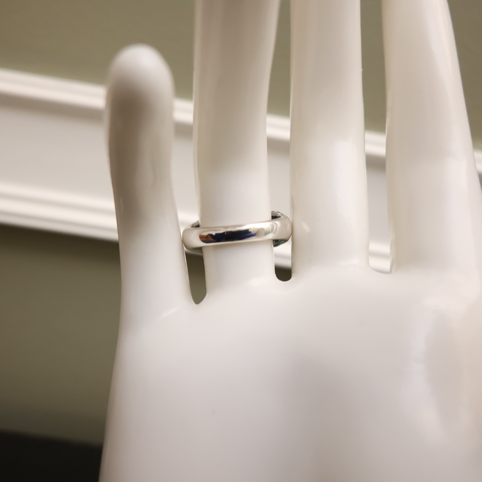 London blue topaz ring emerald cut amethyst accents sterling silver 925 QVC Sz 7