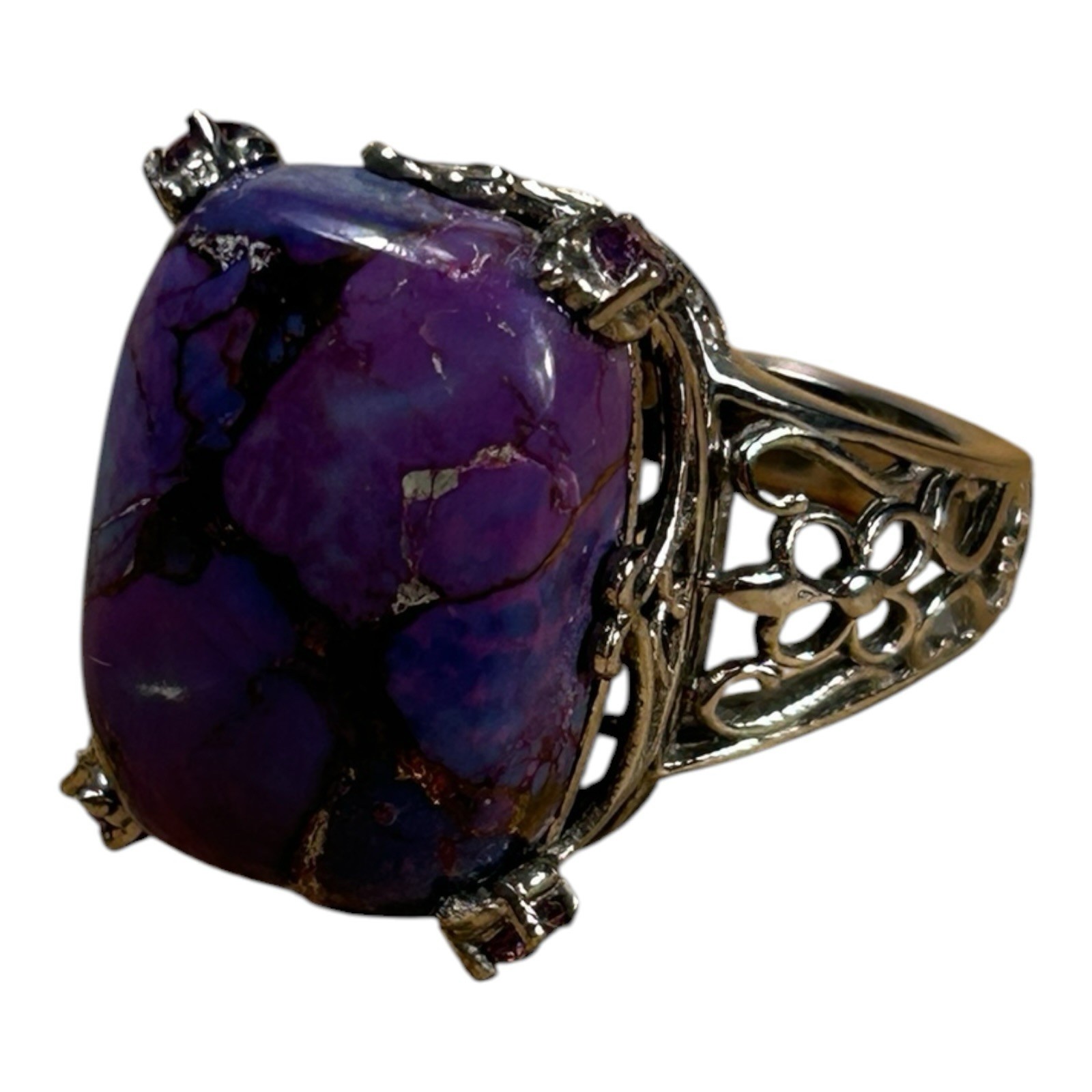 Karis Purple Turquoise Ornate Filigree Ring STS Size 7.75