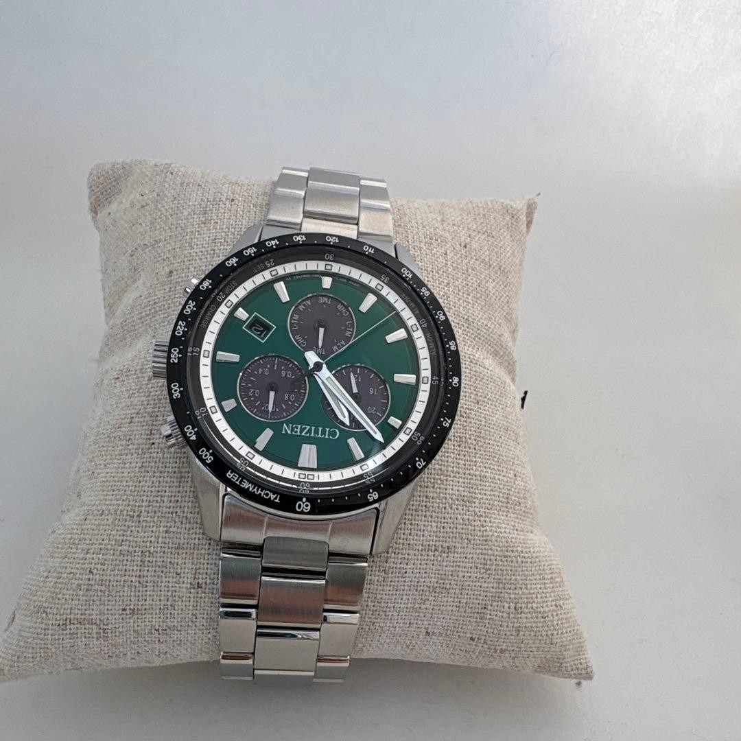 Citizen Collection BL5614-59W Eco-Drive Chronograph Green Dial Watch Box Mint JP