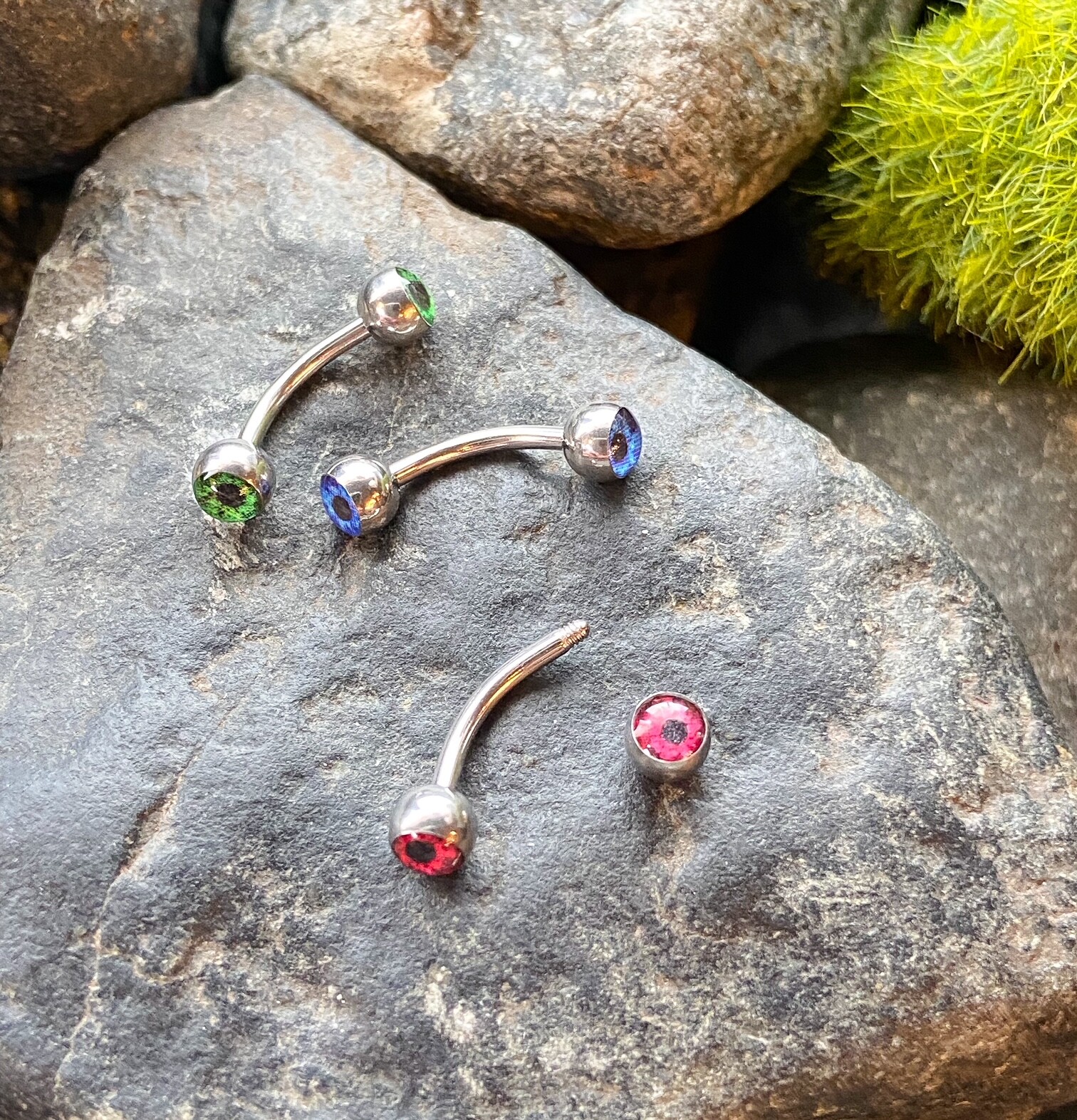 1pc Eyeball 316L Surgical Steel Eyebrow Ring Curved Barbell Eye Ball 16g 5/16″