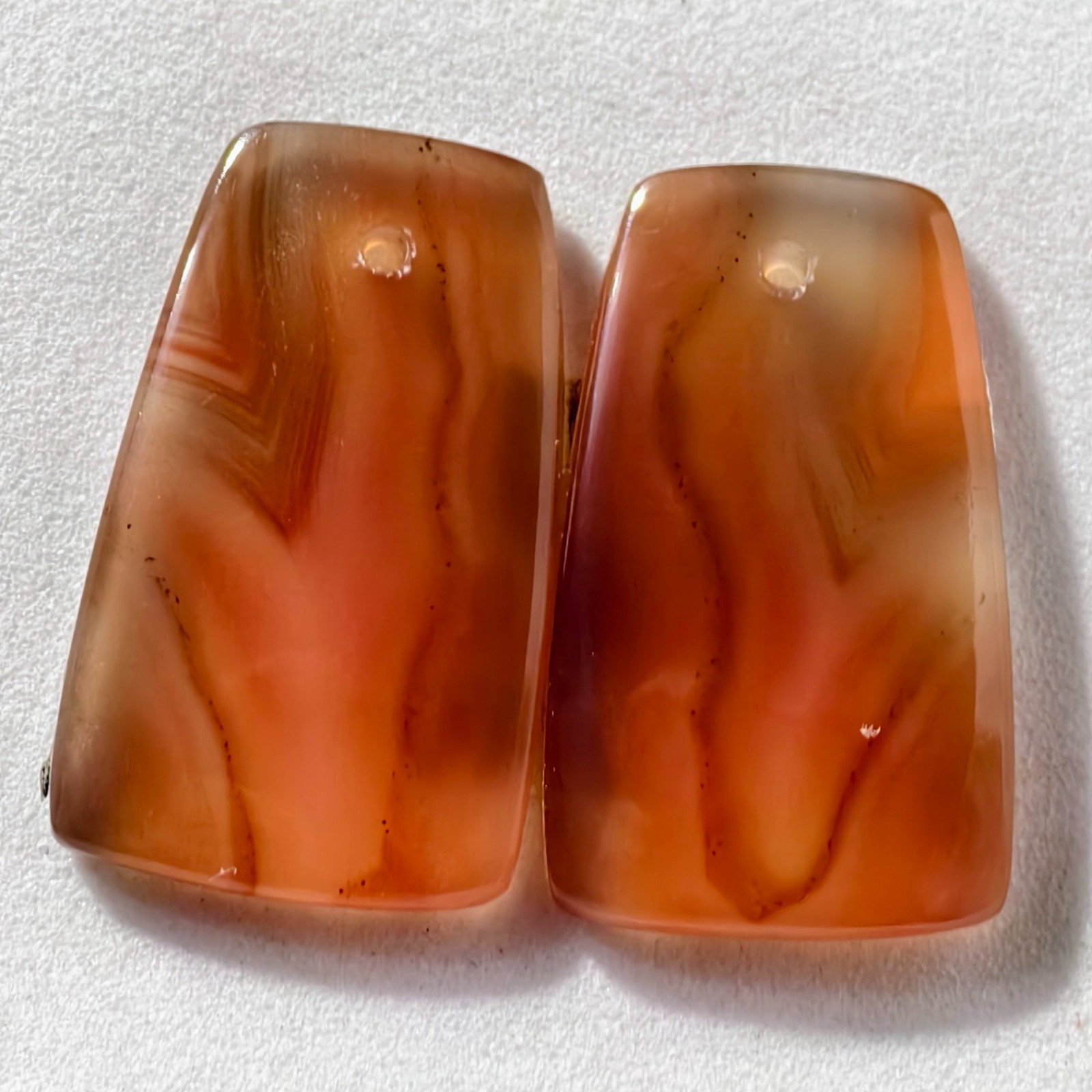 21 Cts Natural Botswana Agate Drilled Pair Cabochon Gemstone 22.1 X 13.4 MM