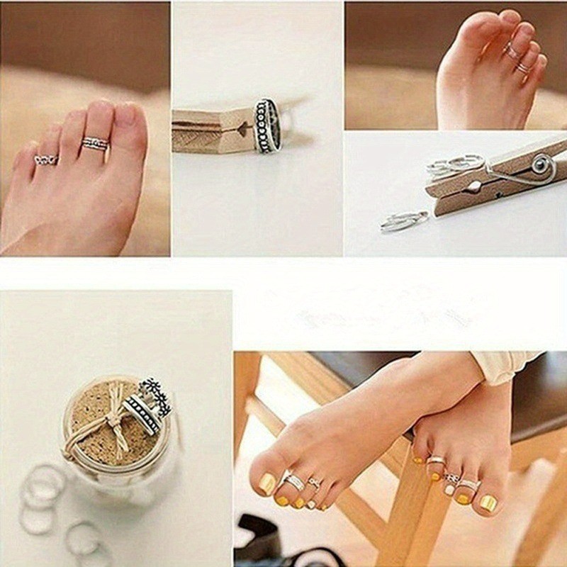 24Pcs/Set Toe Rings Women Boho Retro Open Toes Rings Summer Beach Foot Jewelry