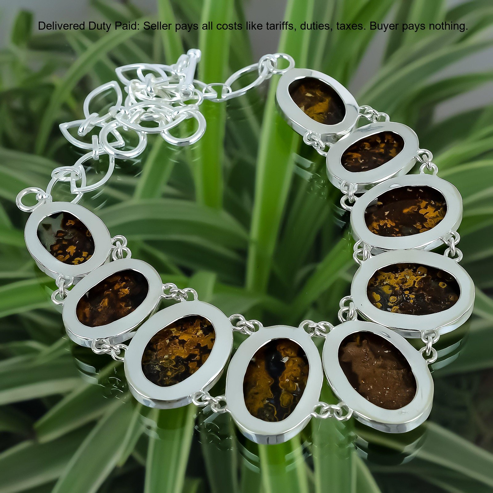 Oval Mariam Jasper Stone 925 Sterling Silver Chain Anniversary Necklace Jewelry