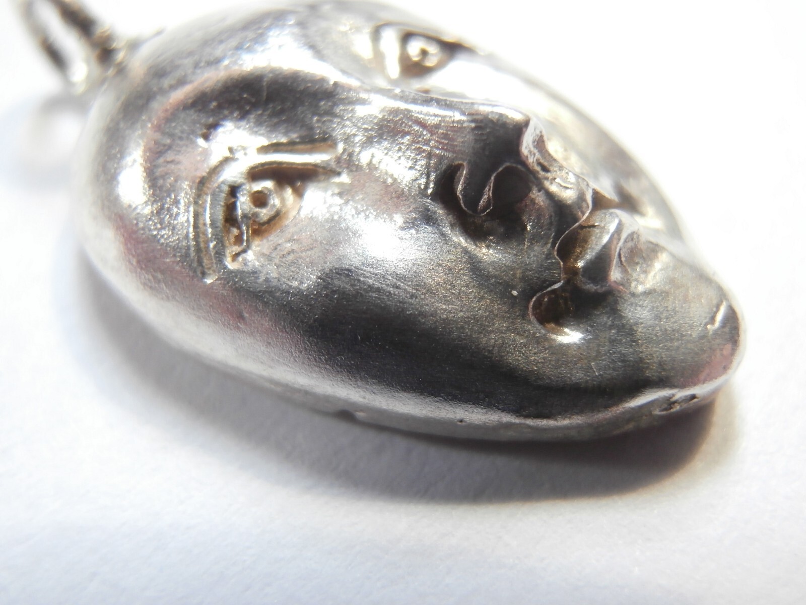 Modernist Vintage Sterling Silver 925 Necklace Pendant Art Bust Face Sculpture