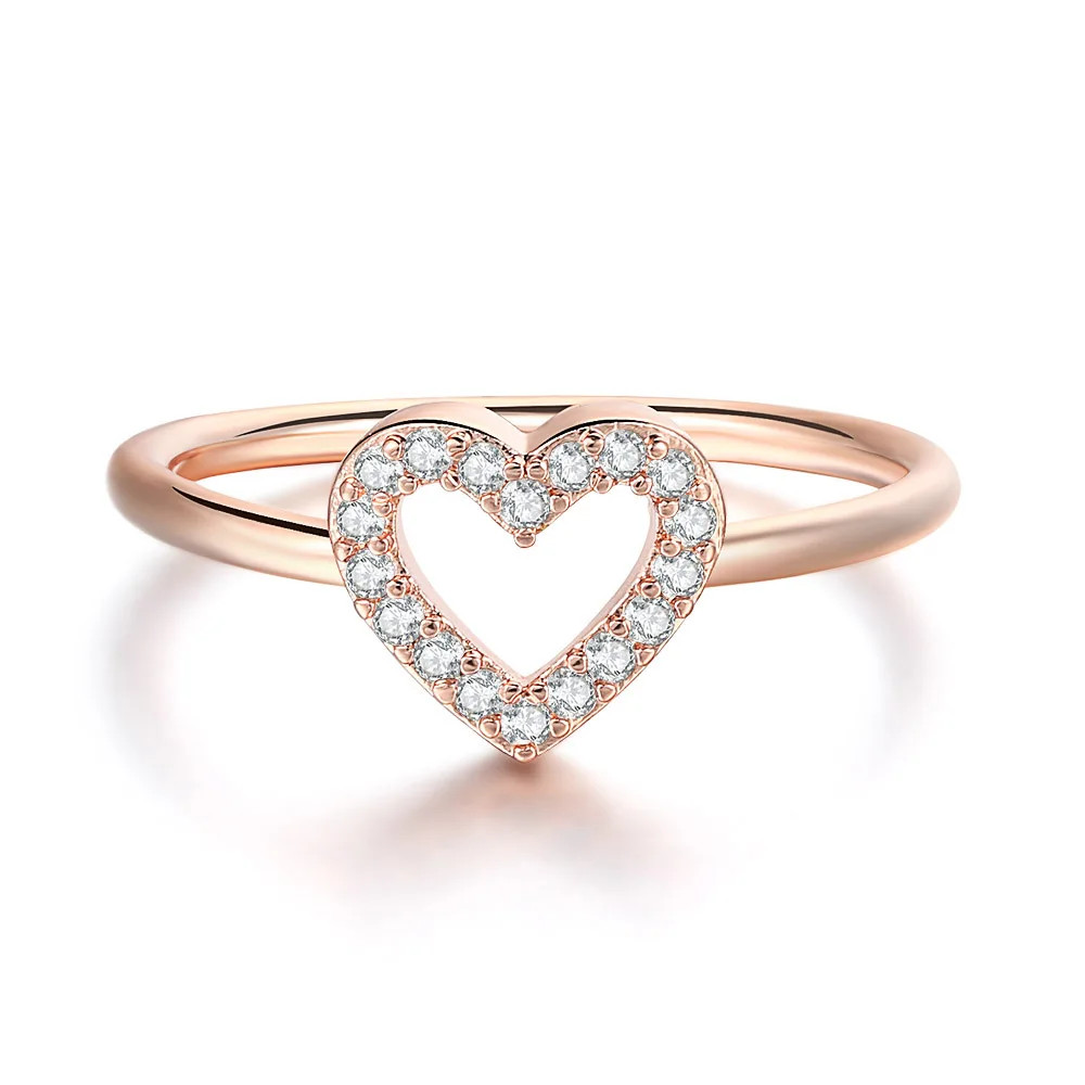 Wedding Band Ring Infinity Heart Love Zircon Tension Mount Women Jewelry