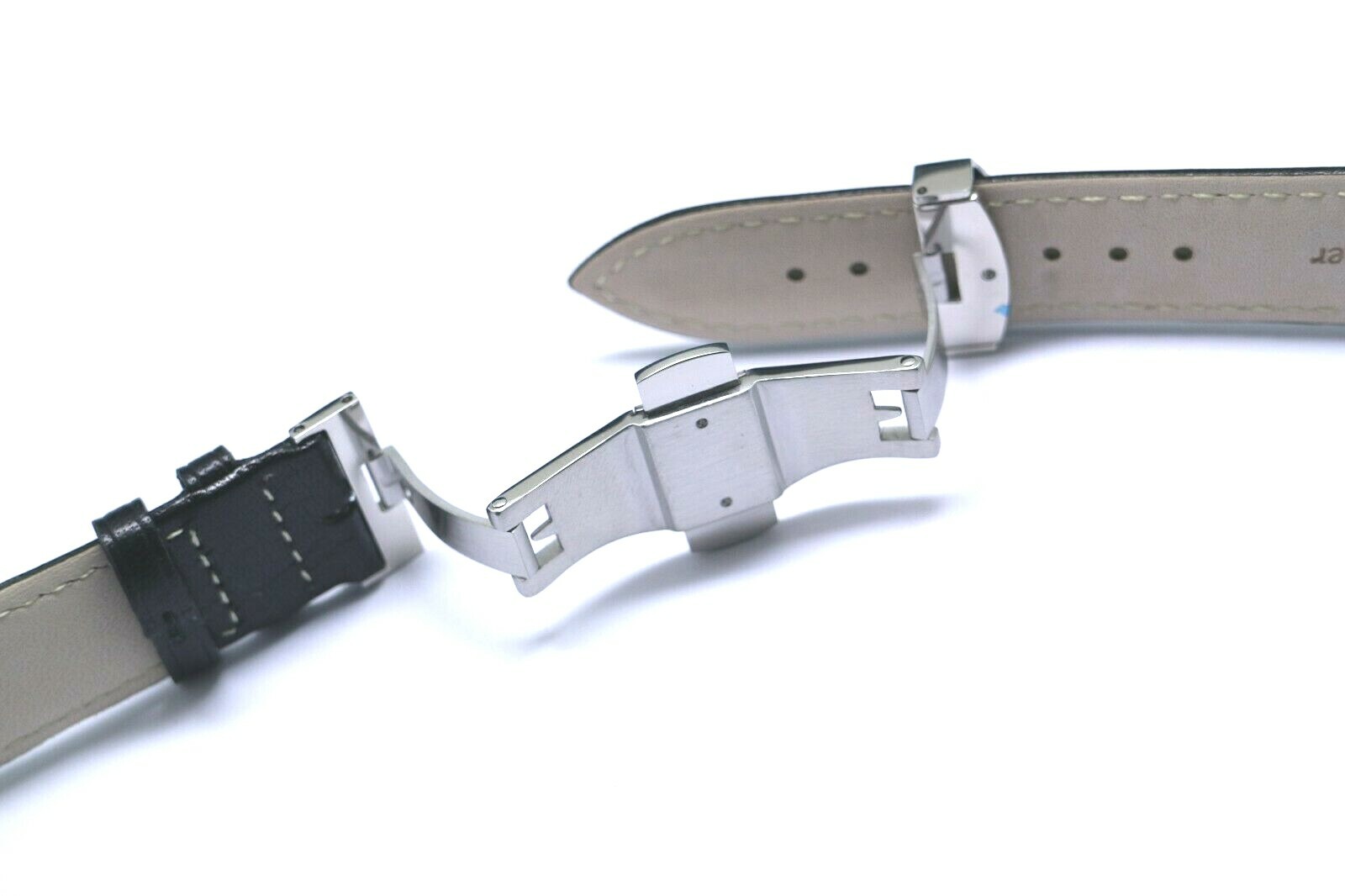 20mm Black or Brown Leather Replacement Watch Strap Push Button Deployant Clasp