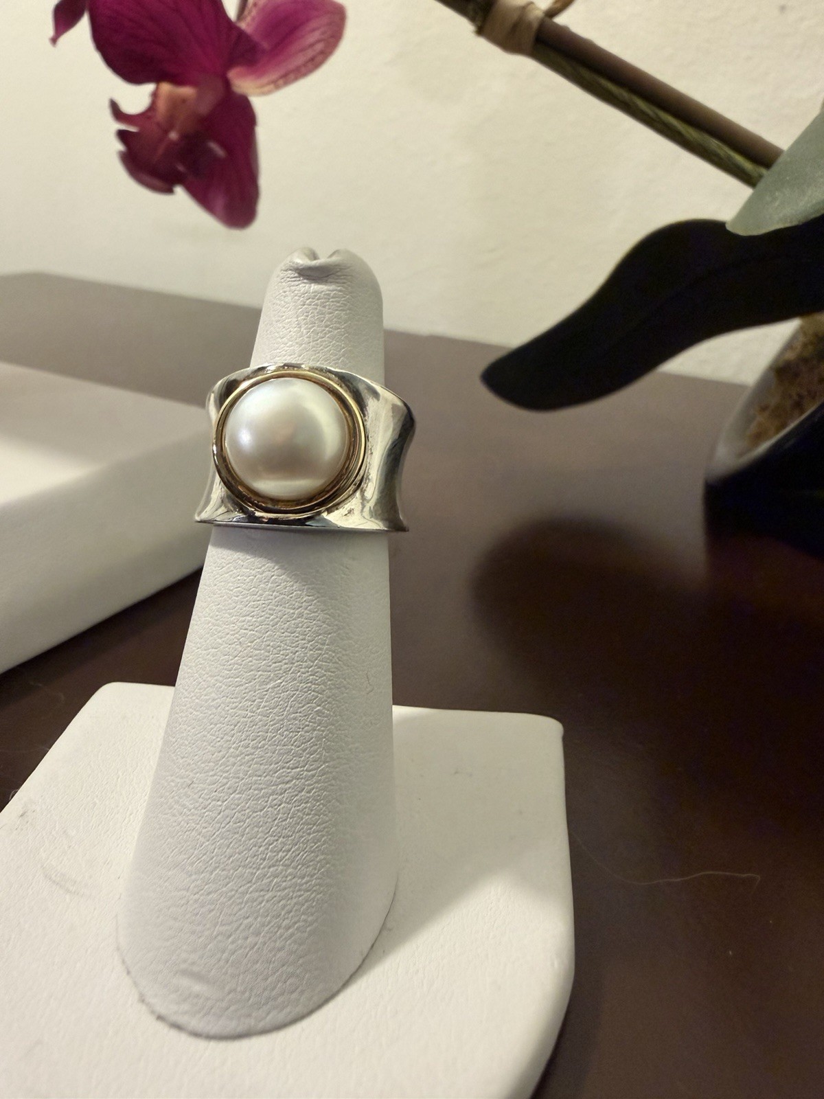 Ross-Simons 9.5-10mm Cultured Pearl Ring in Sterling Silver With 14kt Gold Italy