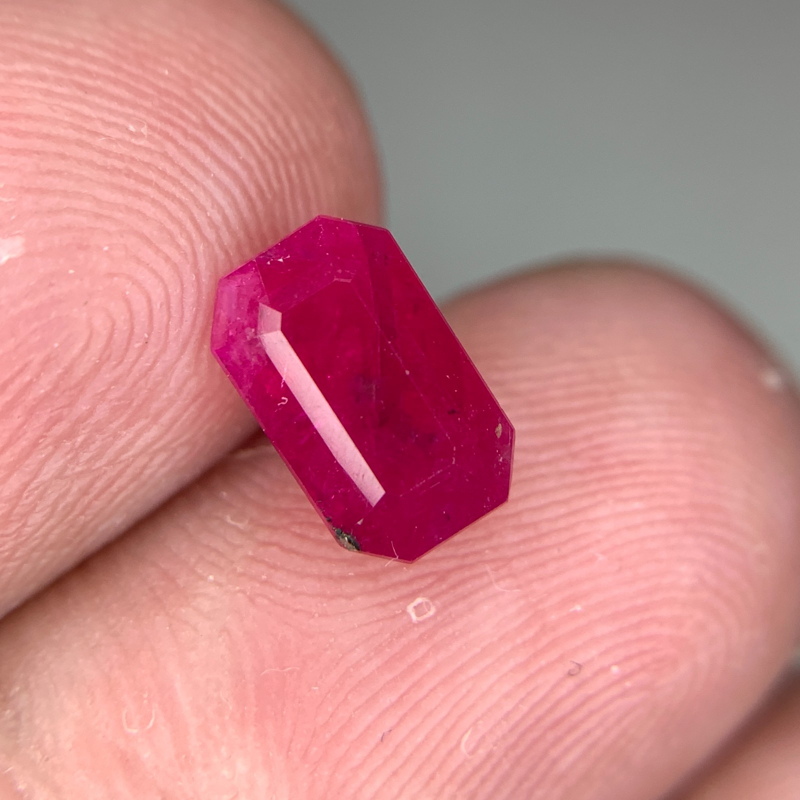 Natural Red Ruby Gemstone 2.56 Carat from Afghanistan Faceted Emerald Cut Loose