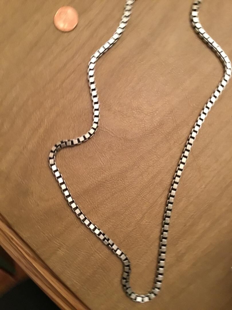 Brushed Sterling Silver Cube Link Chain Approx. 24 inches