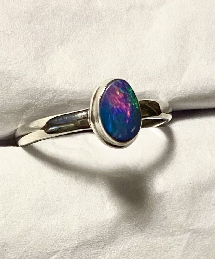 Amazing Natural Australian Opal Ring 925 Sterling Silver Size 8🌹