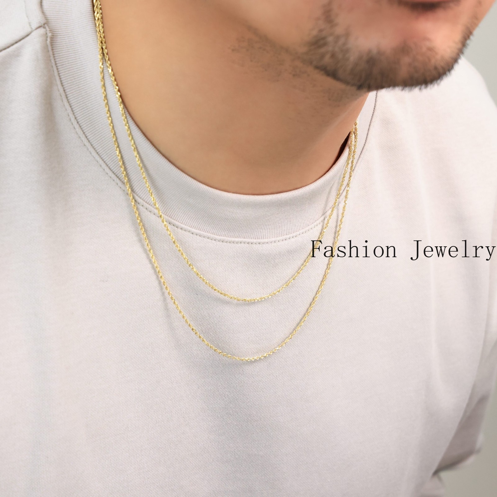 14K Yellow Gold 1mm-10mm Diamond Cut Rope Chain Necklace Mens Women 16″- 30″