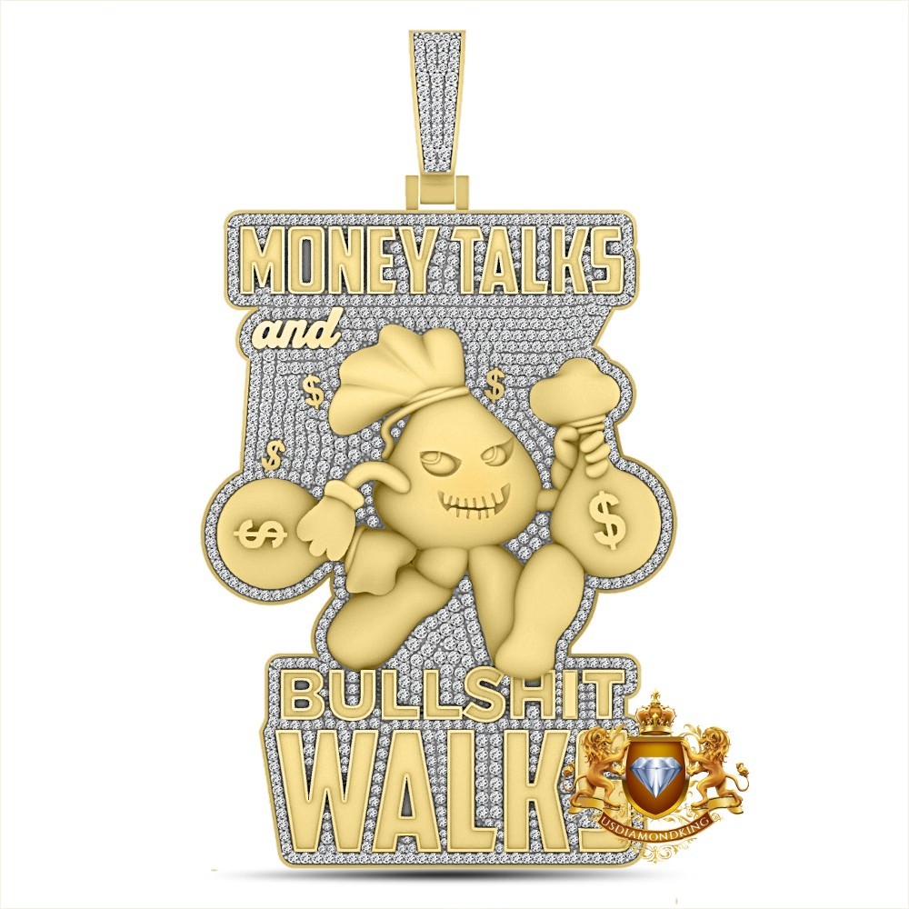 47+ Grams Big XL 3.75″ VVS1D 7.68 Ctw. Real Moissanite Money Talks Charm Pendant
