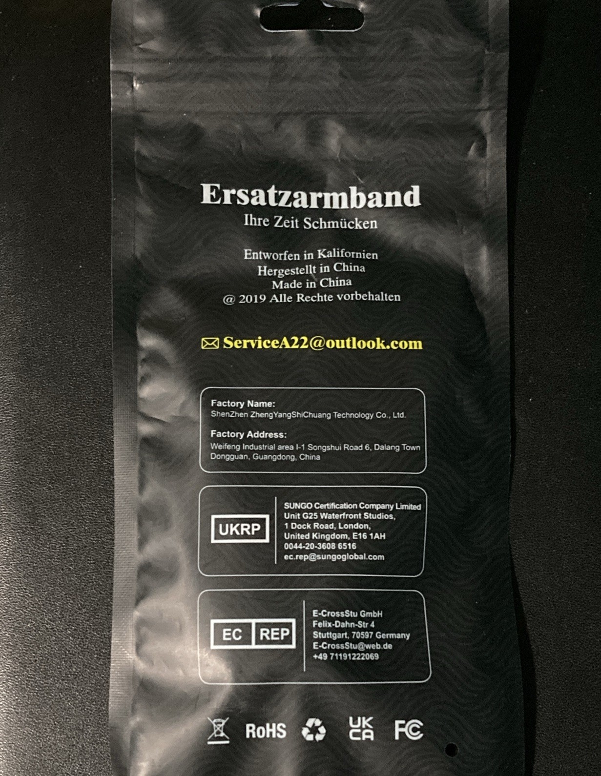 Black Replacement Wristwatch Band – Two-Piece Strap, Ersatzarmband