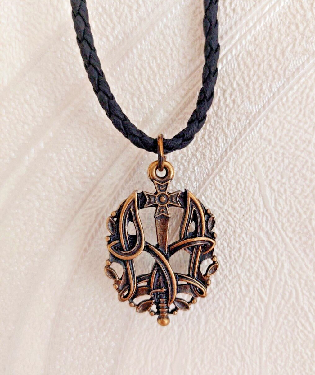 Rare Pendant Ukraine Army Tryzub Sword Necklace Choker Emblem Brass