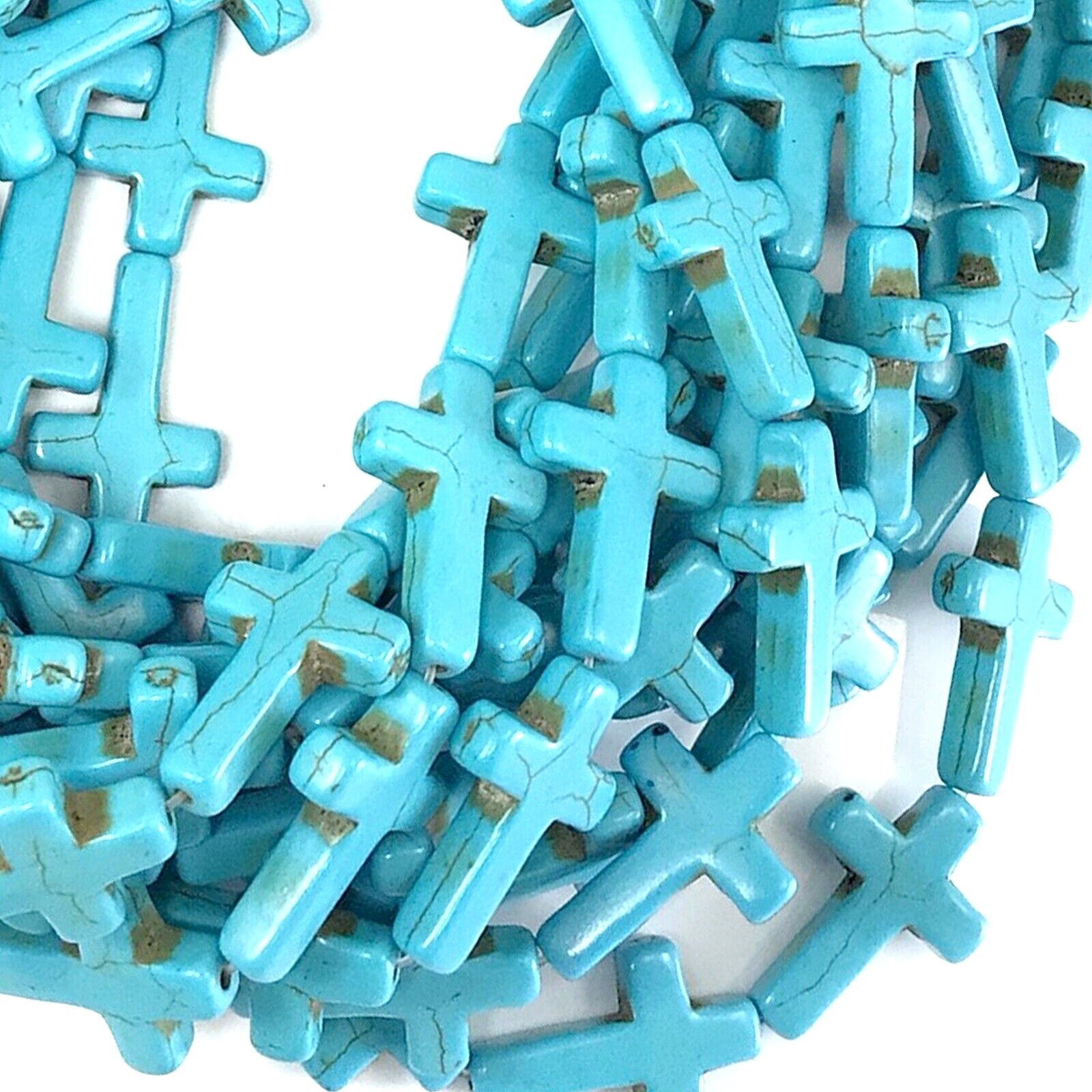 Wholesale Turquoise Howlite Magnesite Cross Loose Beads 15″ strand Free Shipping