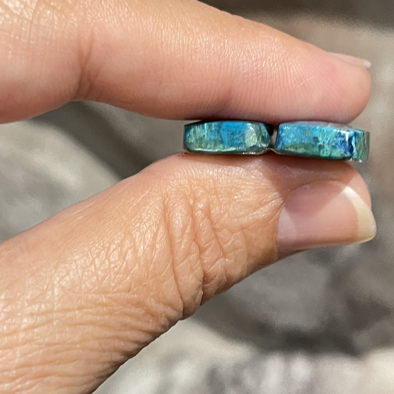 19.6ct 14.3×11.5×4.3mm Pair Of Rare Blue Shattuckite Rectangle Cabochons Gems