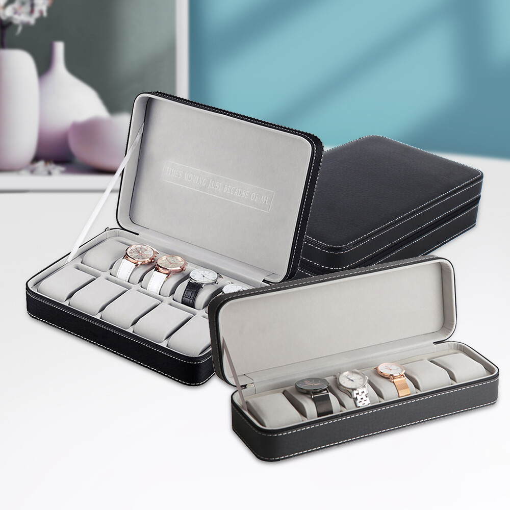 Watch 6/10/12 Slots Jewelry Storage Box Portable Travel Zipper Case Boxes SALE