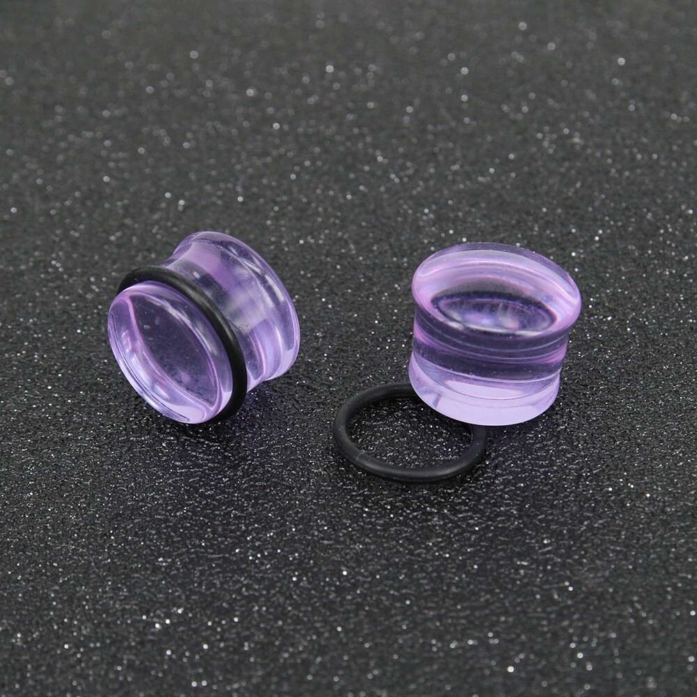 1 Pair Glass Ear Gauges Mushroom Single Flare Plug Ear Lobe Stretching Piercing