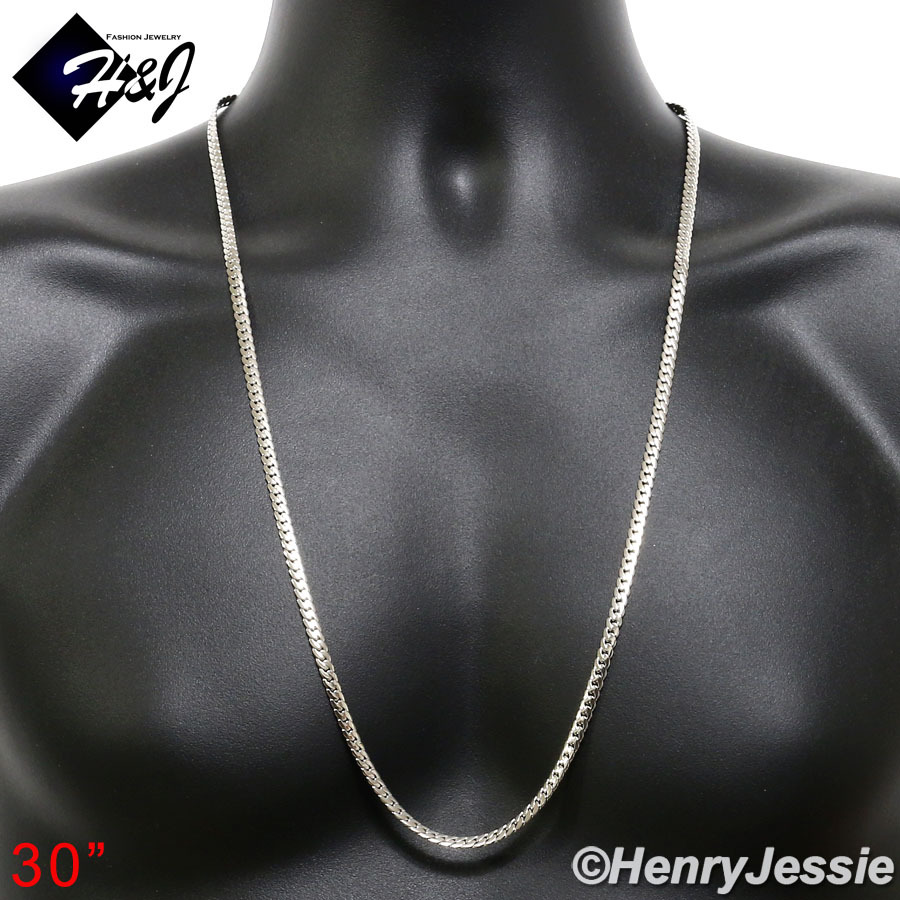 16-40″MEN Stainless Steel 4mm Silver Diamond Cut Miami Cuban Chain Necklace*N161