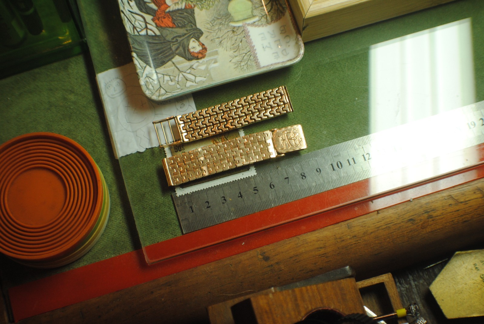 VINTAGE 18K YELLOW GOLD 18MM 35.1 GRAMS BRACELET STRAP FOR 1940S WATCHES 16CM