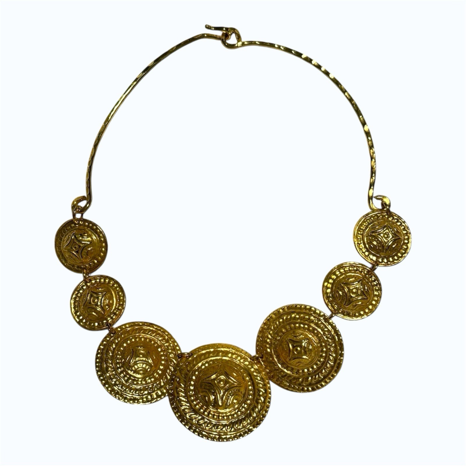 Vintage 1990s Skiathitis Bros Gold Muti-Medallion Necklace Choker