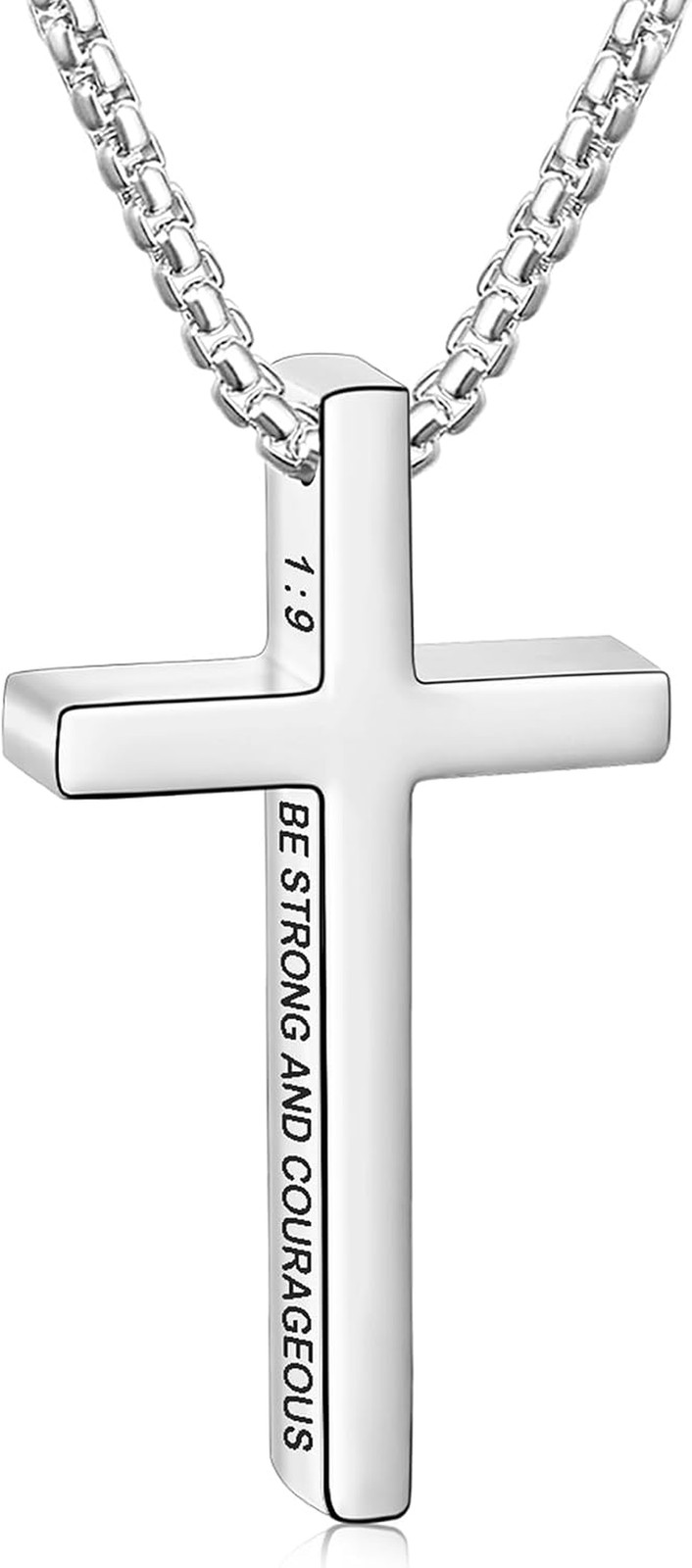 316L Stainless Steel Bible Verse Cross Necklace Religious Jewelry Gifts for Men
