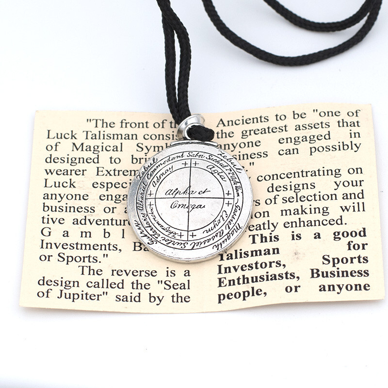 Talisman LUCK pendant Necklace 2 sided charm GOOD LUCK amulet jupiter talisman