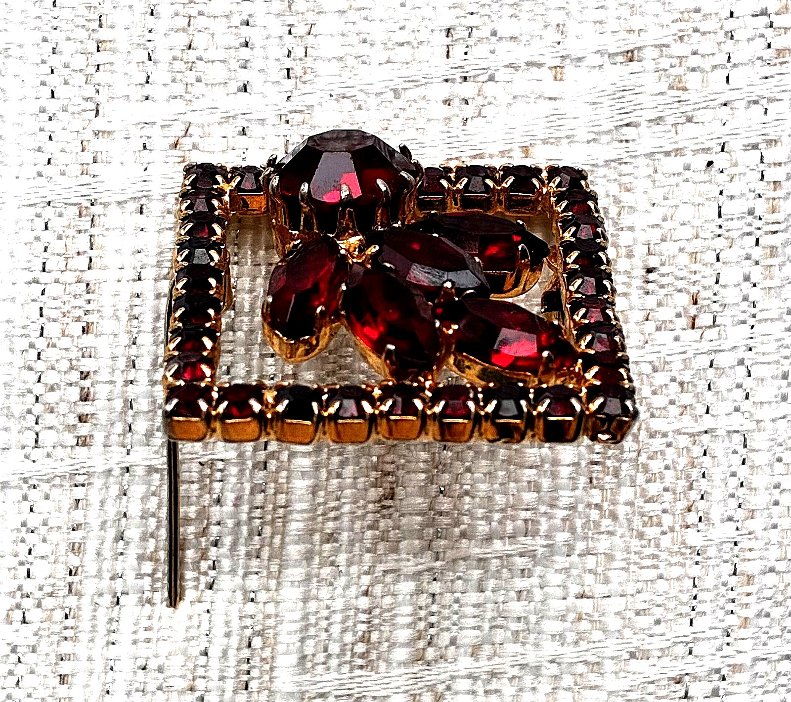 Vintage Red Rhinestone Brooch, Mid-20th century