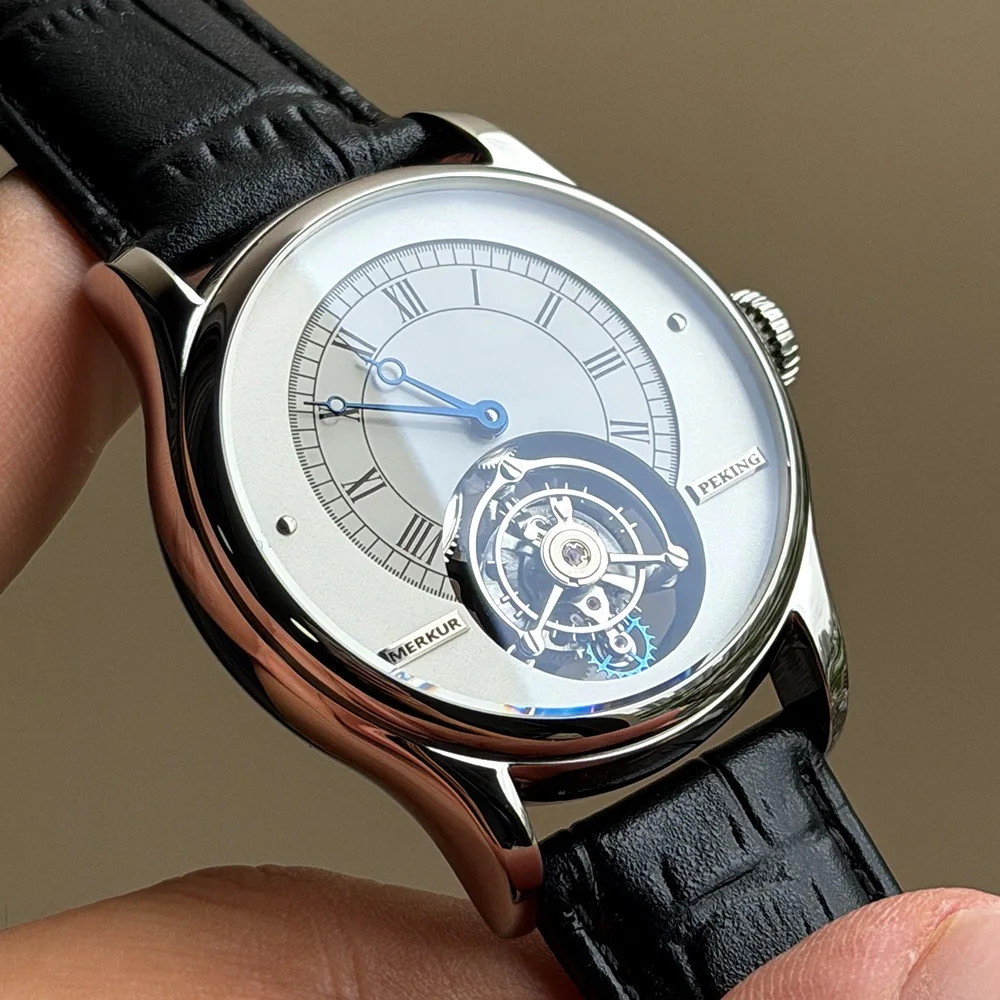 Merkur Tourbillon Watch High Frequency Coaxial Sapphire Mechanical Wristwatch