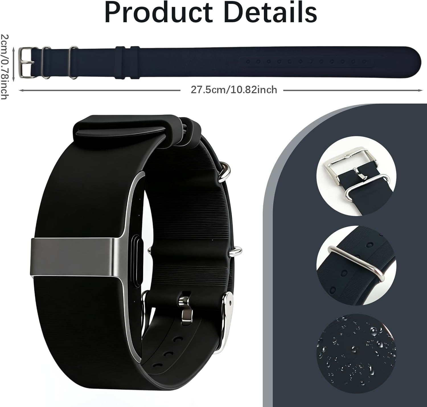 Silicone Loop Strap Compatible with Hume Health Band, Soft Silicone Replacement