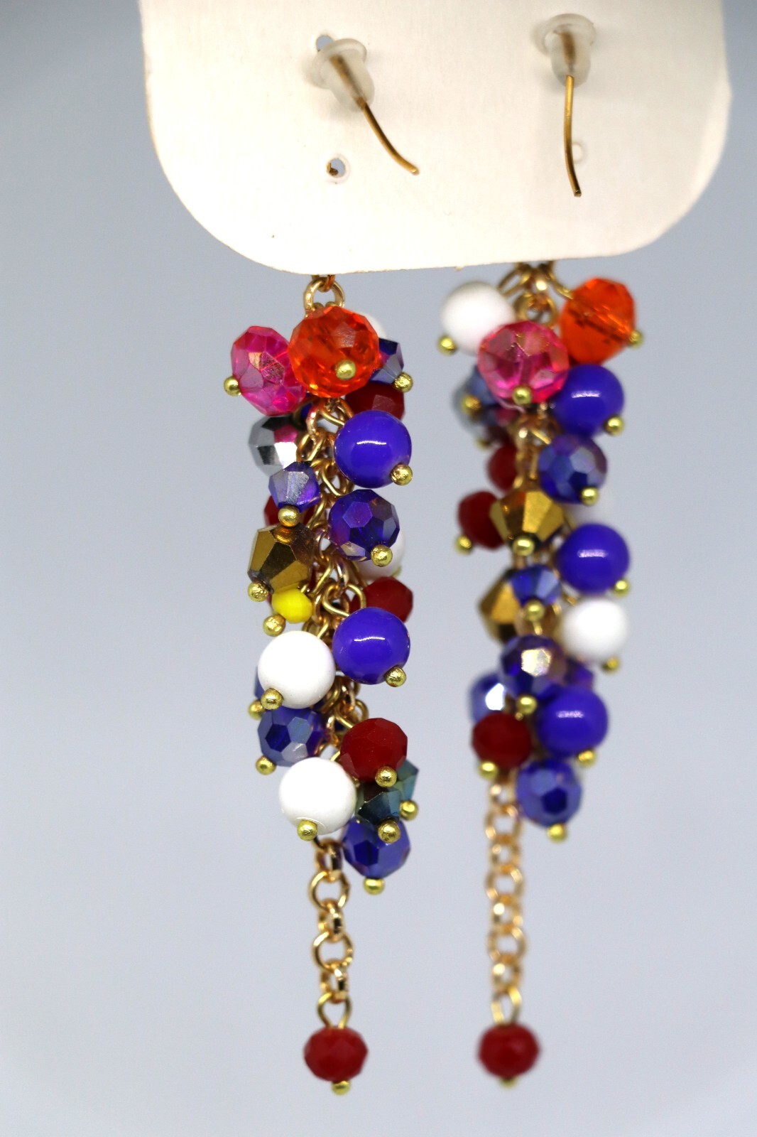 Earrings are glass beads fresh and elegant.