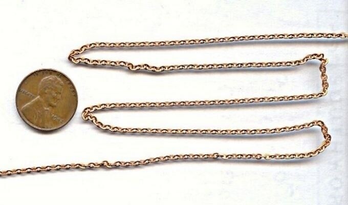 15 FEET VINTAGE ROSE BRASS 2mm. THIN CABLE BEADING CHAIN V812