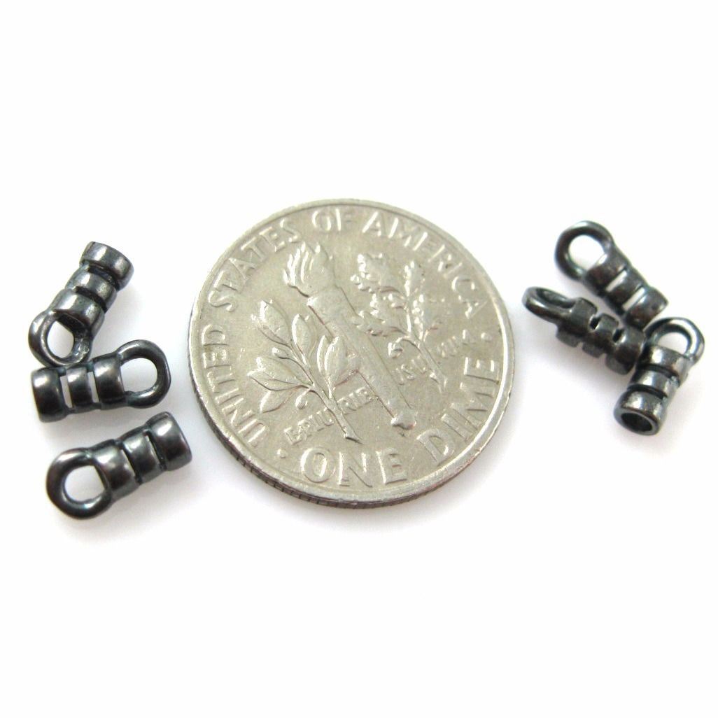 Sterling Silver Findings Oxidized – Crimped Tube End – 7mm ( 6 pcs )